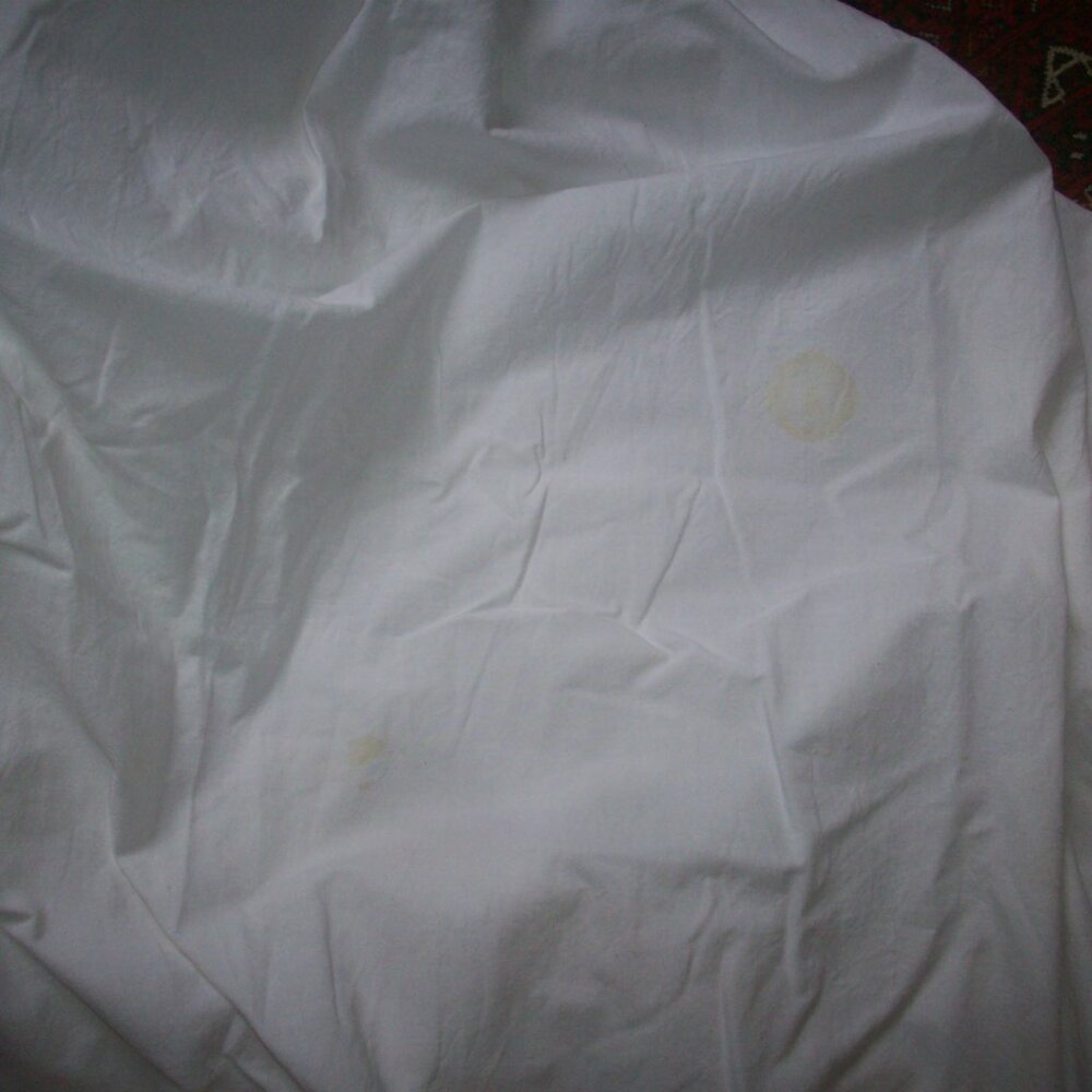 VTG Battenburg Lace Full Size Flat Sheet White 100% Cotton 79" x 90" - 2 Stains - Picture 8 of 12